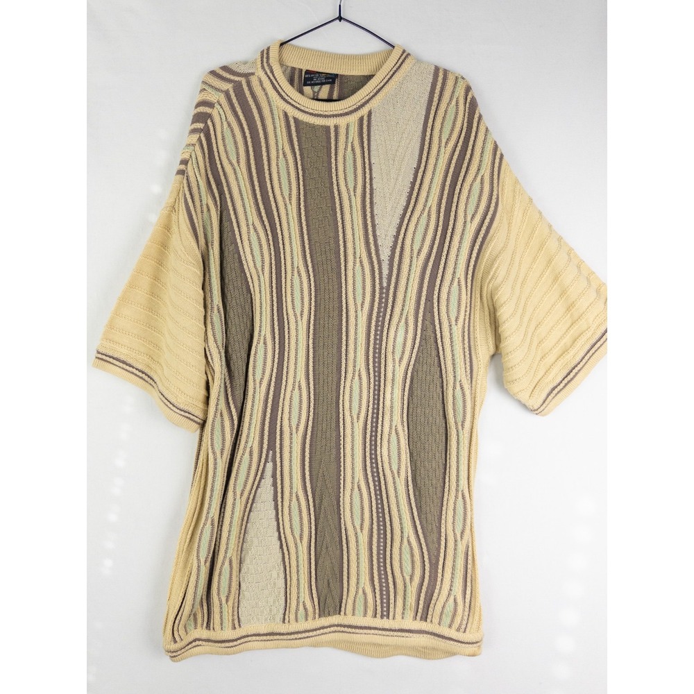 VTG Bergati Coogi Style Sweater Dress XXL Earth Tones 3D Knit Midi‎